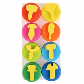 Пальчиковые краски – со штампами, 8 баночек. Фиксики (MultiArt, 1532-FIXsim)